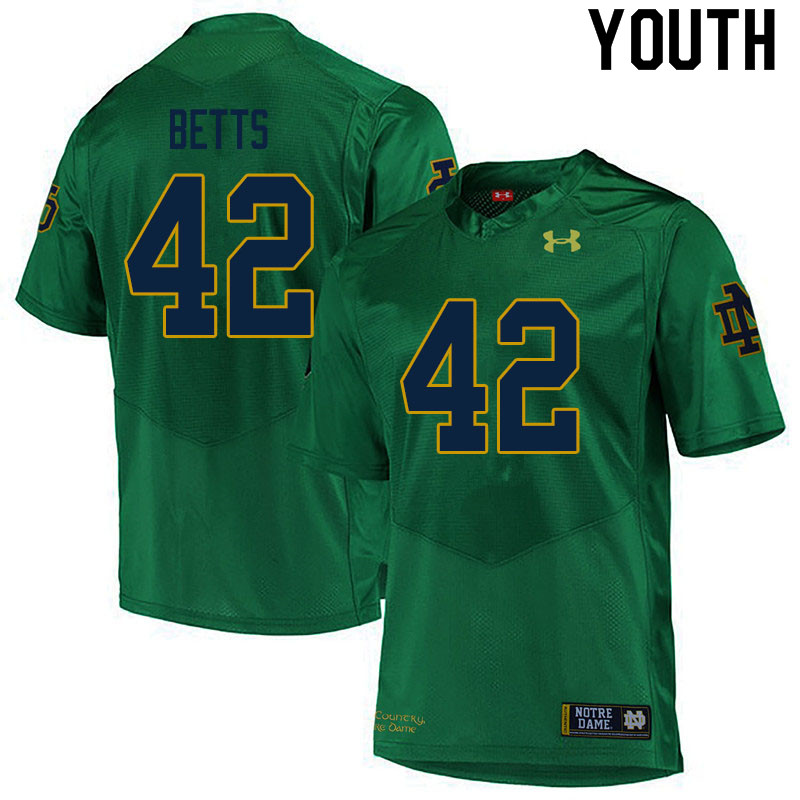 Youth NCAA Notre Dame Fighting Irish #42 Stephen Betts Stitched College Under Armour Authentic Green Football Jersey PQ10X55DD